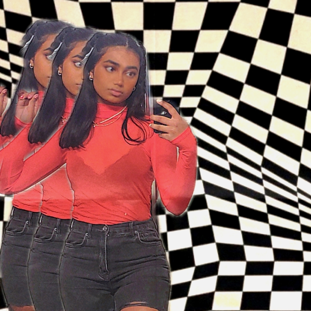 Mesh Red Full Sleeve Top